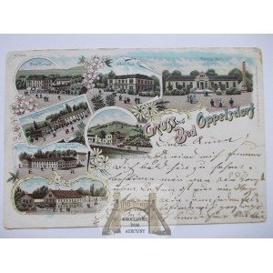 Opolno Zdrój, Bad Oppelsdorf, litografia, 1898