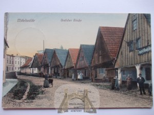 Międzylesie, Mittelwalde, street, weavers' houses, 1907