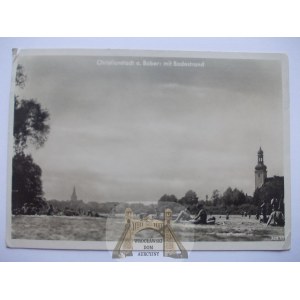 Nowogród Bobrzański, Krzystkowice, plaża, ok. 1930