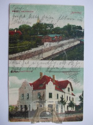 Nietkow near Zielona Gora, store, train station, 1921