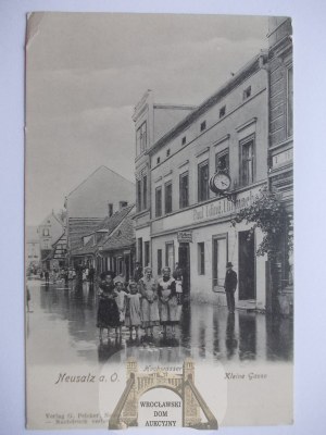 New Salt, Neusalz, flood, flooded street, ca. 1903