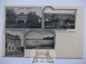Slava Slaska near Wschowa, palace, panorama, post office, lake, ca. 1902
