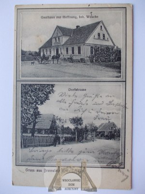 Pożarów near Żagań, street, inn, 1909