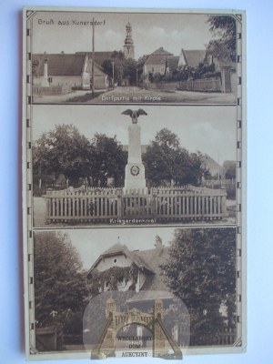 Kunowice near Słubice, monument, street, palace, ca. 1920