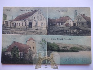 Żabice near Słubice, monument, inn, church, ca. 1919