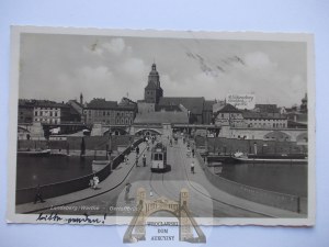 Gorzow Wielkopolski, Landsberg, bridge, tramway, circa 1939.