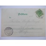 Dobiegniew, Woldenberg, gospoda Freischutz, litografia, 1899
