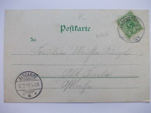 Dobiegniew, Woldenberg, Freischutz inn, lithograph, 1899
