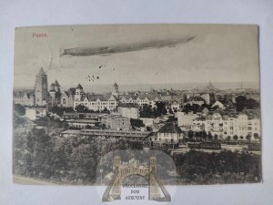 Poznan, panorama, railway station, airship 1915