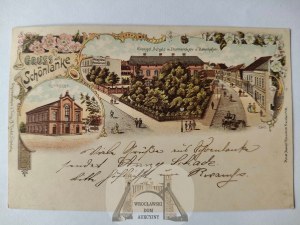 Trzcianka, Schonlanke, school, synagogue, lithograph 1898