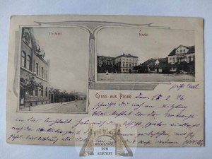 Pniewy, Pinne near Szamotuły, Market Square, post office 1906