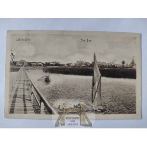 Zbąszyń, Bentschen, nad jeziorem, pomost, łódki 1915
