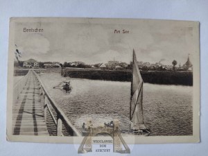 Zbąszyń, Bentschen, by the lake, pier, boats 1915