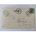 Gniezno, Gnesen, litografia zielona, 5 widoków 1900