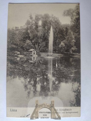 Leszno, Lissa, pond, fountain 1916