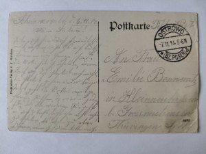 Czarnylas near. Ostrów Wielkopolski, restaurant, Evangelical and Catholic church, balloon 1914