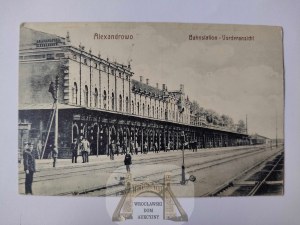 Aleksandrów Kujawski, railroad station from platforms 1917