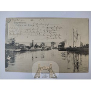 Bydgoszcz, Bromberg, nad Brdą, parowiec 1902