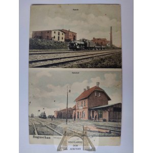 Boguszewo k. Grudziądz, dworzec, fabryka, lokomotywa ok. 1910