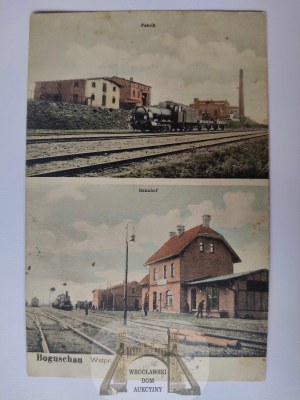 Boguszewo near Grudziądz, railway station, factory, locomotive ca. 1910