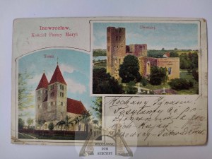 Inowrocław, Church of the Virgin Mary, past and present ca. 1900.