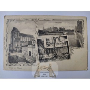 Toruń, Thorn, restauracja Thorner Hof, kościół, most ok. 1910