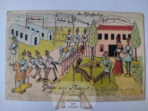Torun, Thorn, lithograph, toy allegory of the city, barracks 1899