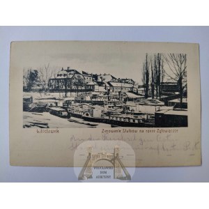 Włocławek, zimowanie statków na rzece Zgłowiączce 1917