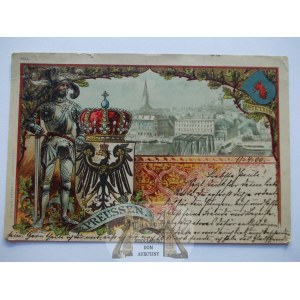 Szczecin, Stettin, litografia, herb Prus, 1900