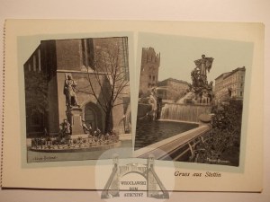 Szczecin, Stettin, monument and fountain, ca. 1910