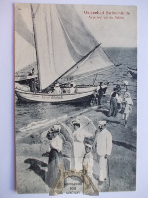 Swinoujscie, Swinemunde, bather, sailboats, 1909