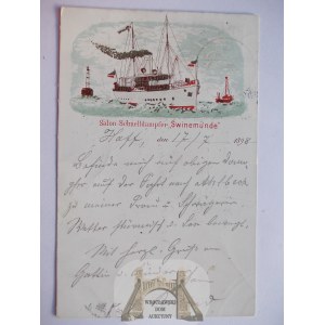 Świnoujście, statek, parowiec Swinemunde, 1898