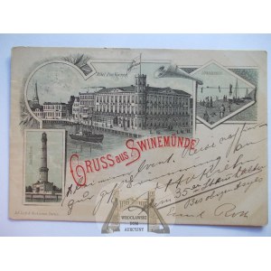 Świnoujście, Swinemunde, wczesna litografia, vorlaufer, 1898