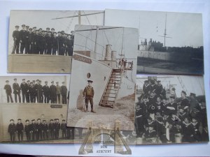 Swinoujscie, Swinemunde, ship - playground, set of 5 private postcards/photographs 1914-1916
