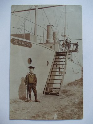 Swinoujscie, Swinemunde, ship - playground, set of 5 private postcards/photographs 1914-1916