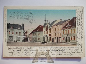 Gryfice, Greifenberg, Market Square, glossy windows, 1902
