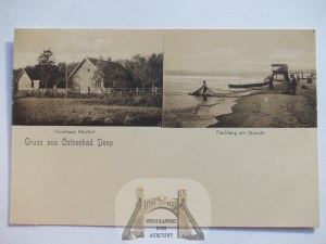 Mrzezyno, Deep, lodge, fishing, ca. 1906