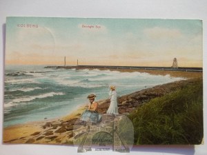 Kolobrzeg, Kolberg, rough sea, 1925