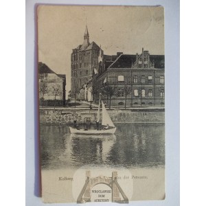 Kołobrzeg, Kolberg, widok na miasto od Parsenty, 1907