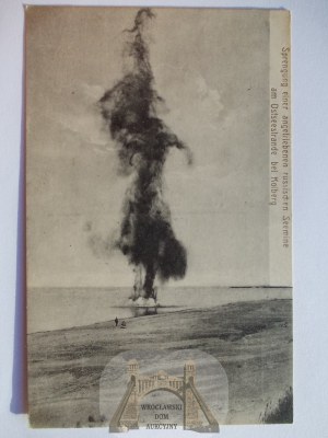 Kolobrzeg, Kolberg, blowing up a Russian mine, ca. 1915