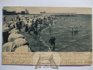 Kolobrzeg, Kolberg, beach, 1900
