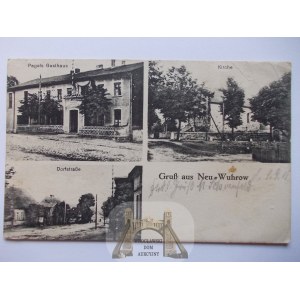 Nowe Worowo, k. Drawsko Pomorskie, gospoda, kościół, ulica, 1918