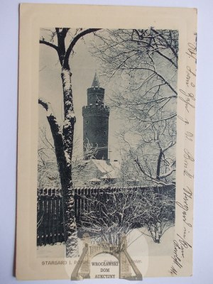 Stargard, weavers' tower in winter, 1910