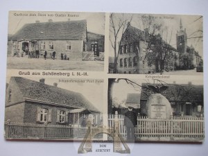 Trzcinna near Mysliborz, church, inn, blacksmith shop, monument,ca. 1918