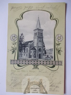 Tuczno near Walcz, church, Art Nouveau frame, 1904