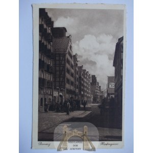 Gdańsk, Danzig, spichlerze, ulica, Hopfengasse ok. 1930