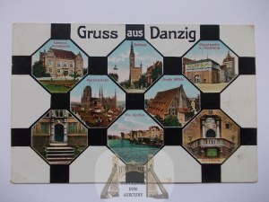 Danzig, Danzig, mosaic of 8 views, tiles ca. 1915