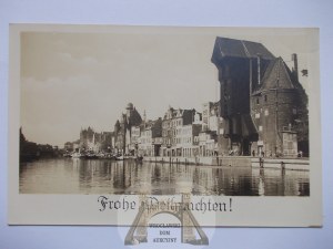 Gdansk, Danzig, Motlawa, Crane, Christmas 1936