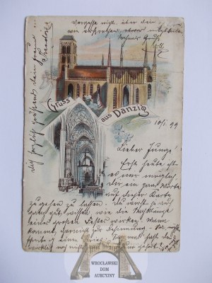 Danzig, St. Mary's Church, lithograph 1899