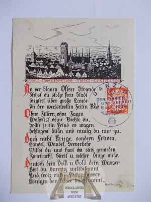 Danzig, Danzig, graphic, poem, commemorative stamps on the occasion of joining the Third Reich 1939